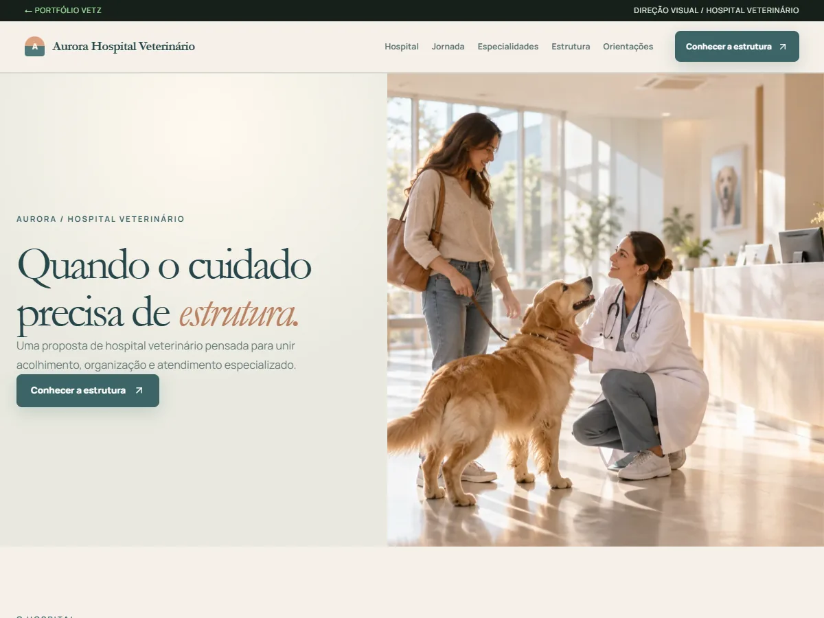 Prévia da página inicial de Aurora Hospital Veterinário