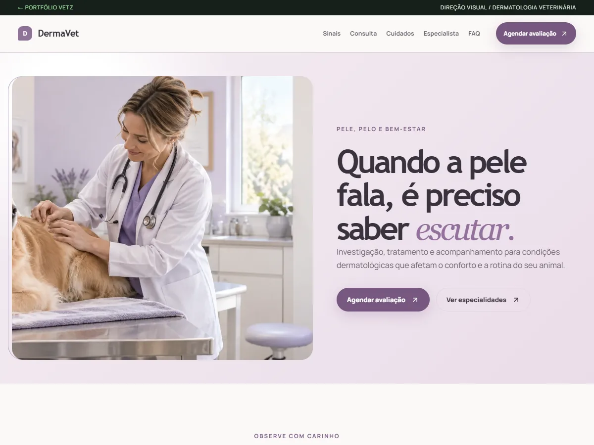 Prévia da página inicial de DermaVet