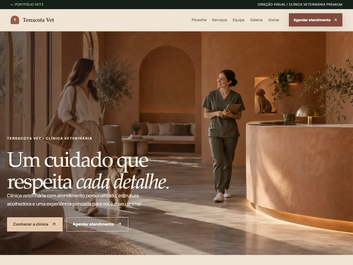 Prévia da página inicial de Terracota Vet
