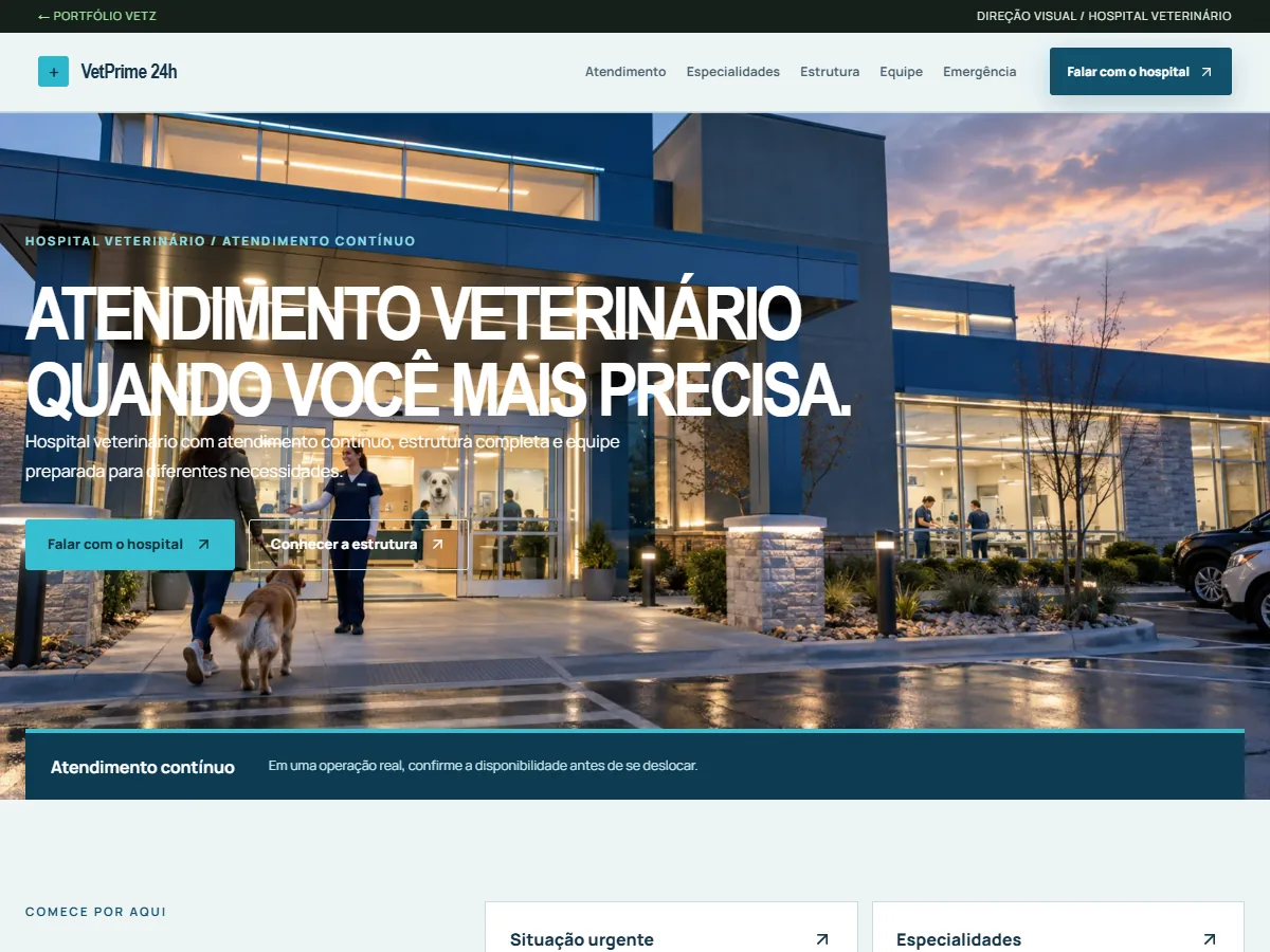 Prévia da página inicial de VetPrime 24h